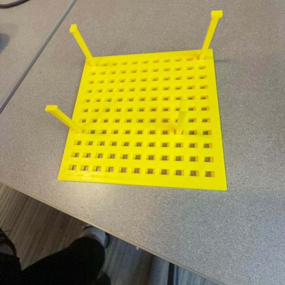 Yellow Plastic Granny Square Blocking Board with Moveable Pegs for Crochet Knit